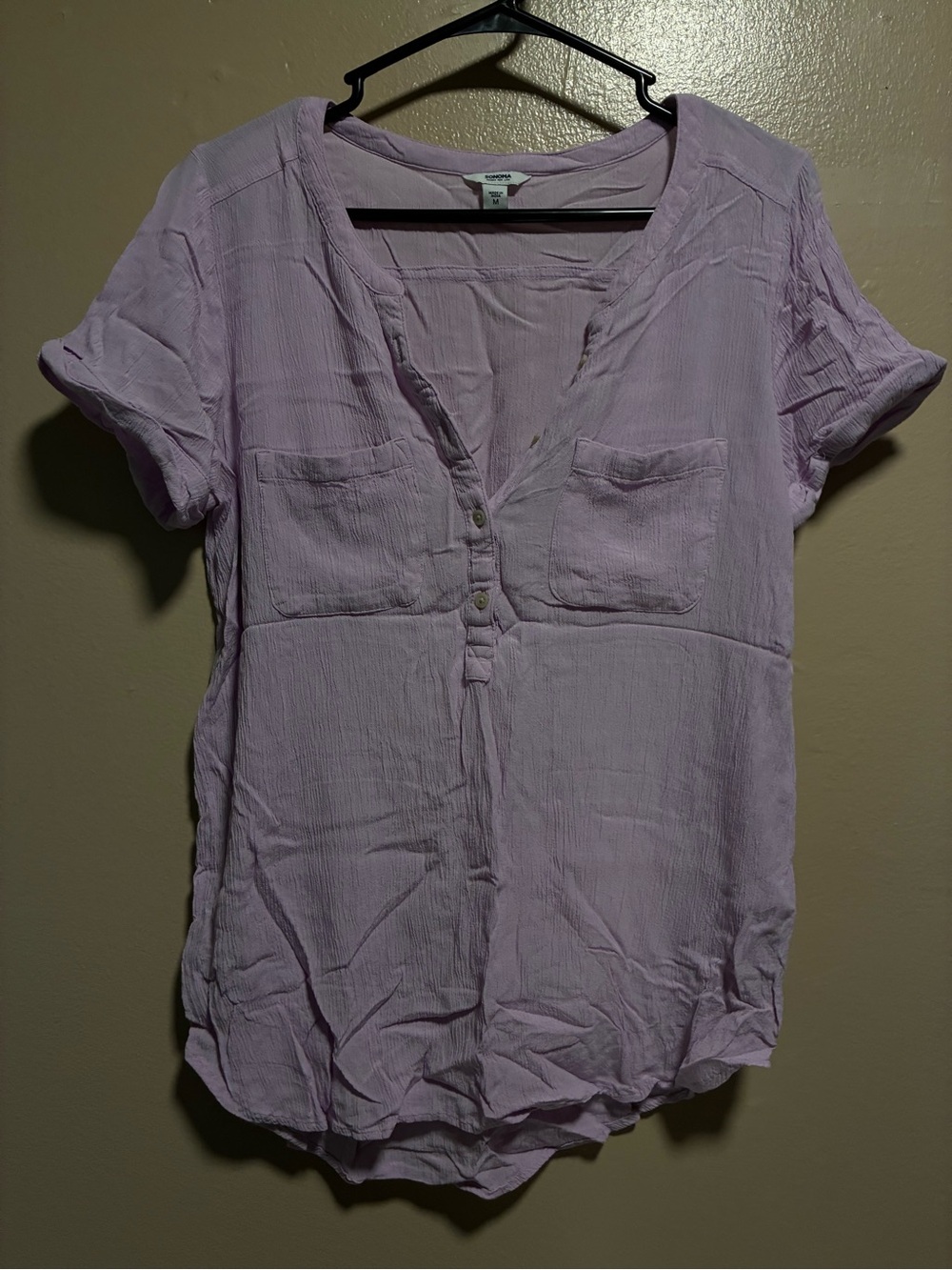 Sonoma Lavender Short-Sleeve Henley Blouse